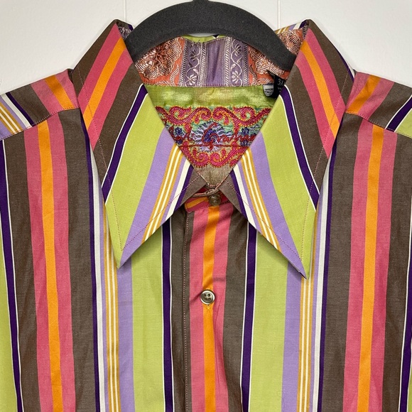Robert Graham Vertical Line Floral Flip Cuff Classic Fit Men's 3XLT Button Shirt - Picture 11 of 12